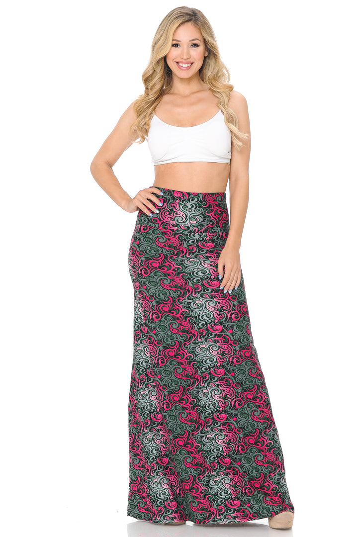 Buttery Soft Fuchsia Twisted Swirl Plus Size Maxi Skirt
