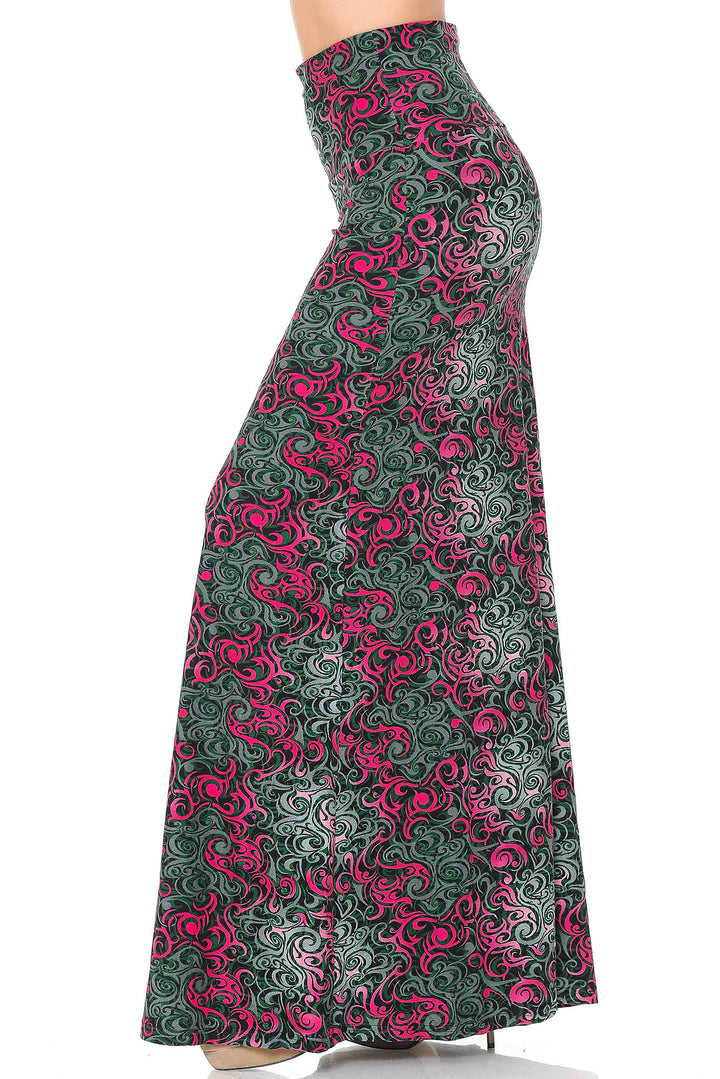 Buttery Soft Fuchsia Twisted Swirl Plus Size Maxi Skirt