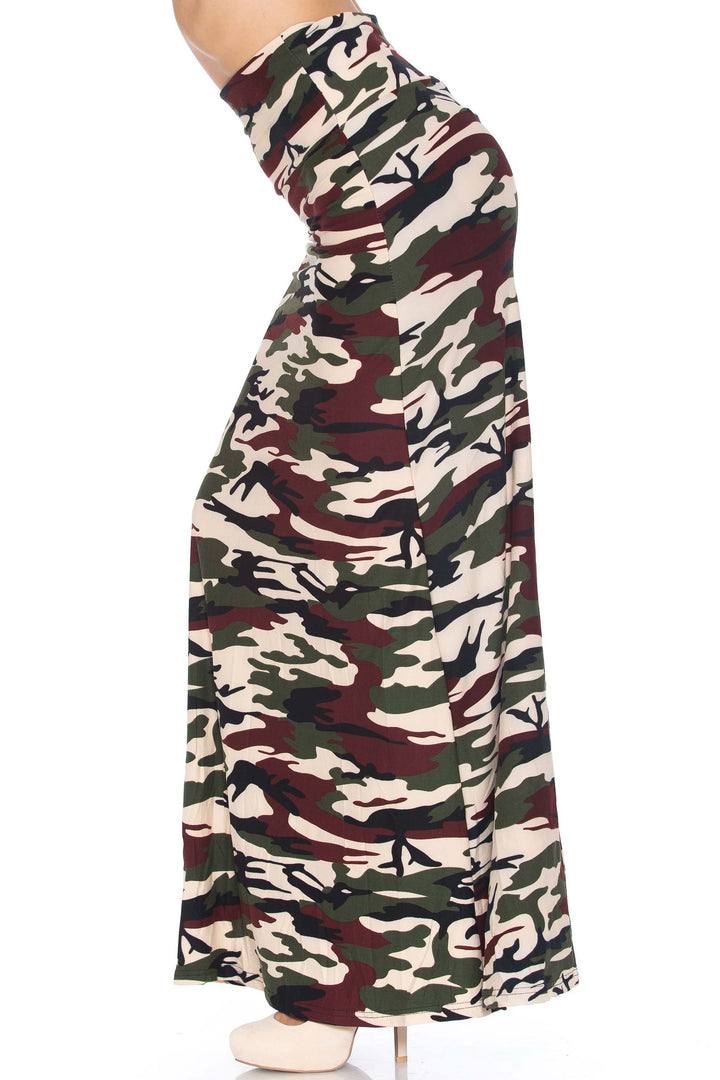 Buttery Soft Cozy Camouflage Plus Size Maxi Skirt