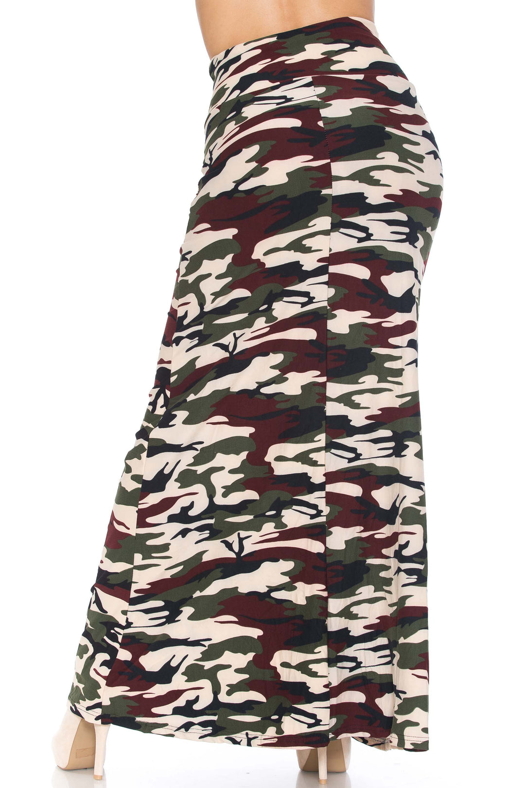 Buttery Soft Cozy Camouflage Plus Size Maxi Skirt