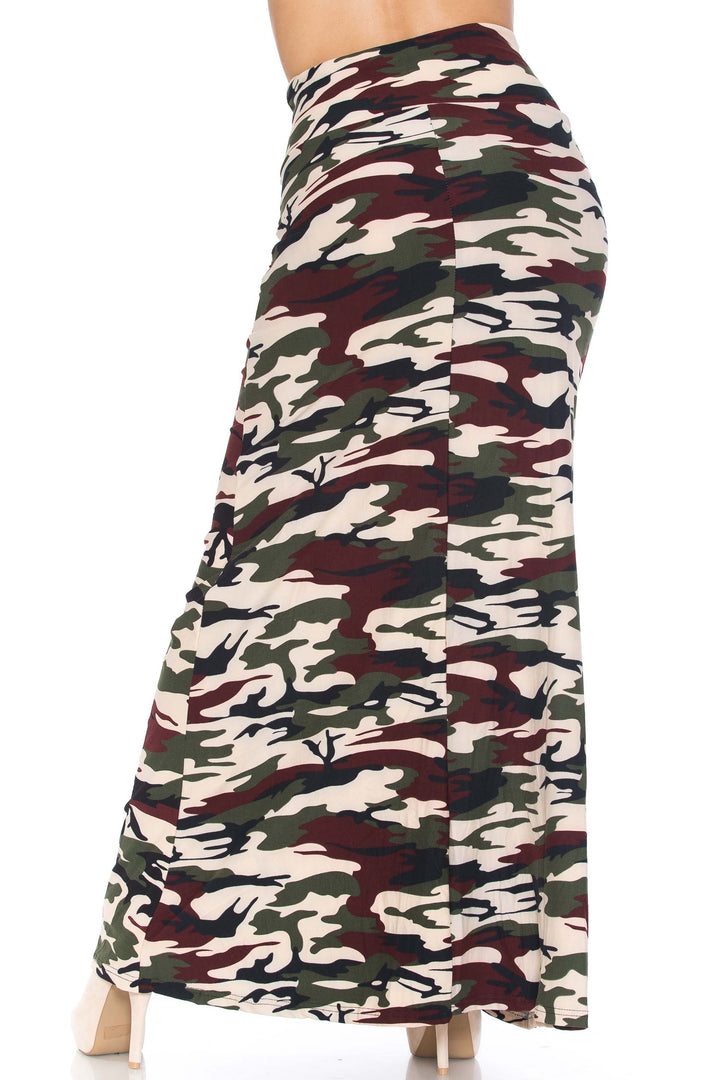 Buttery Soft Cozy Camouflage Plus Size Maxi Skirt