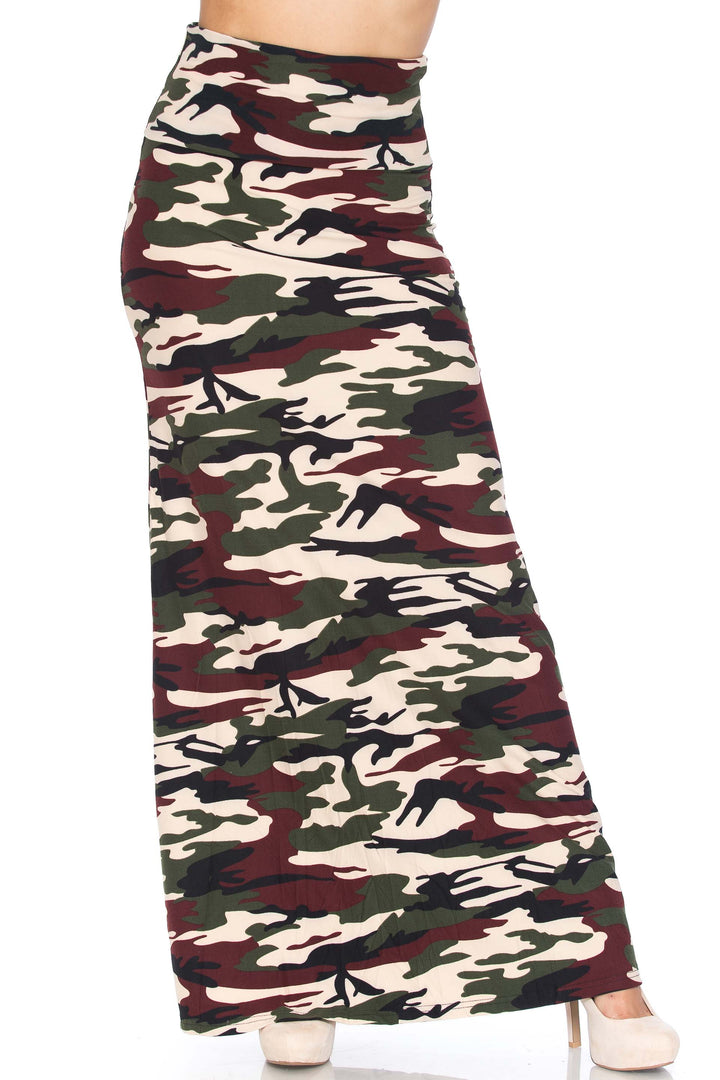 Buttery Soft Cozy Camouflage Plus Size Maxi Skirt
