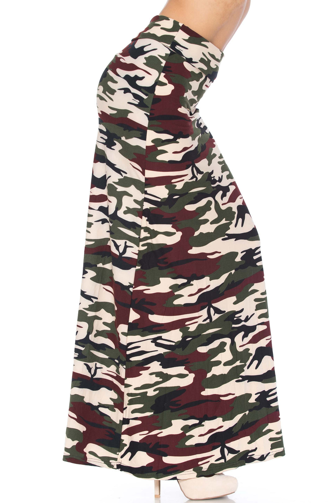 Buttery Soft Cozy Camouflage Plus Size Maxi Skirt