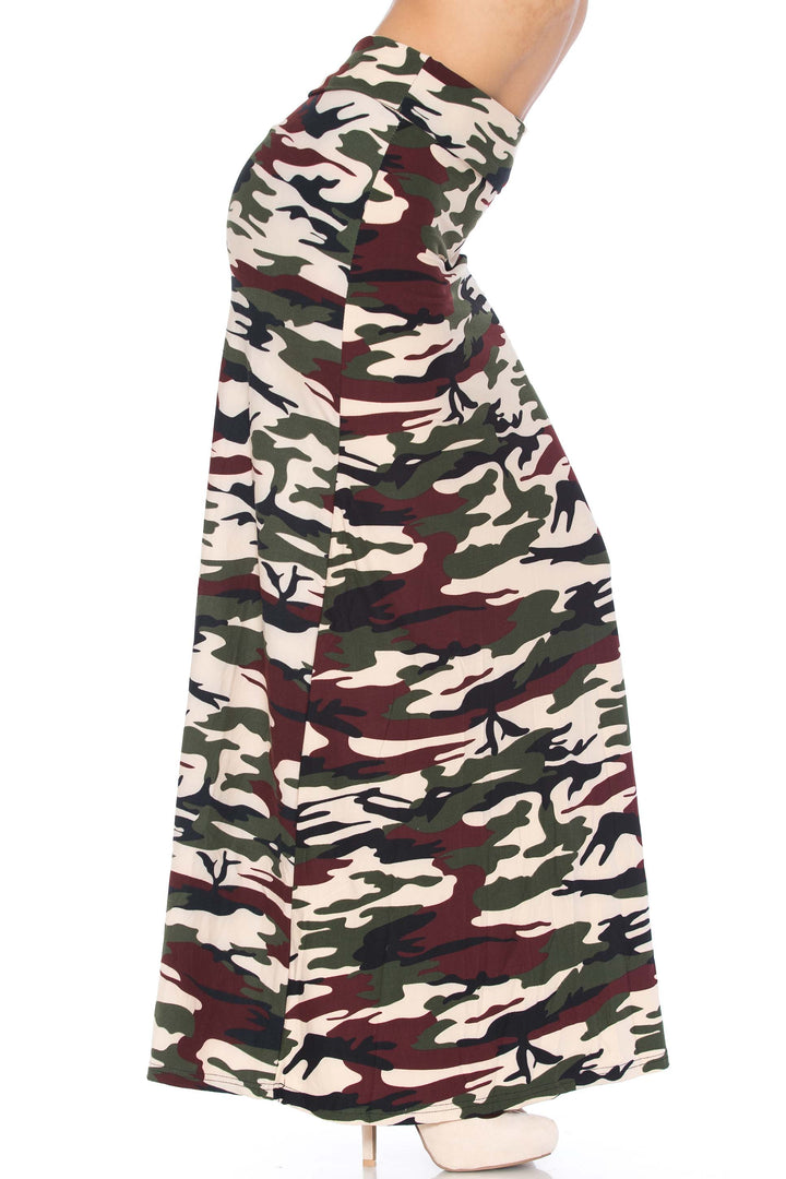 Buttery Soft Cozy Camouflage Plus Size Maxi Skirt