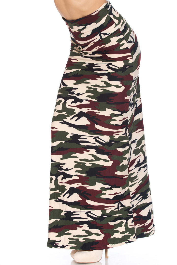Buttery Soft Cozy Camouflage Plus Size Maxi Skirt