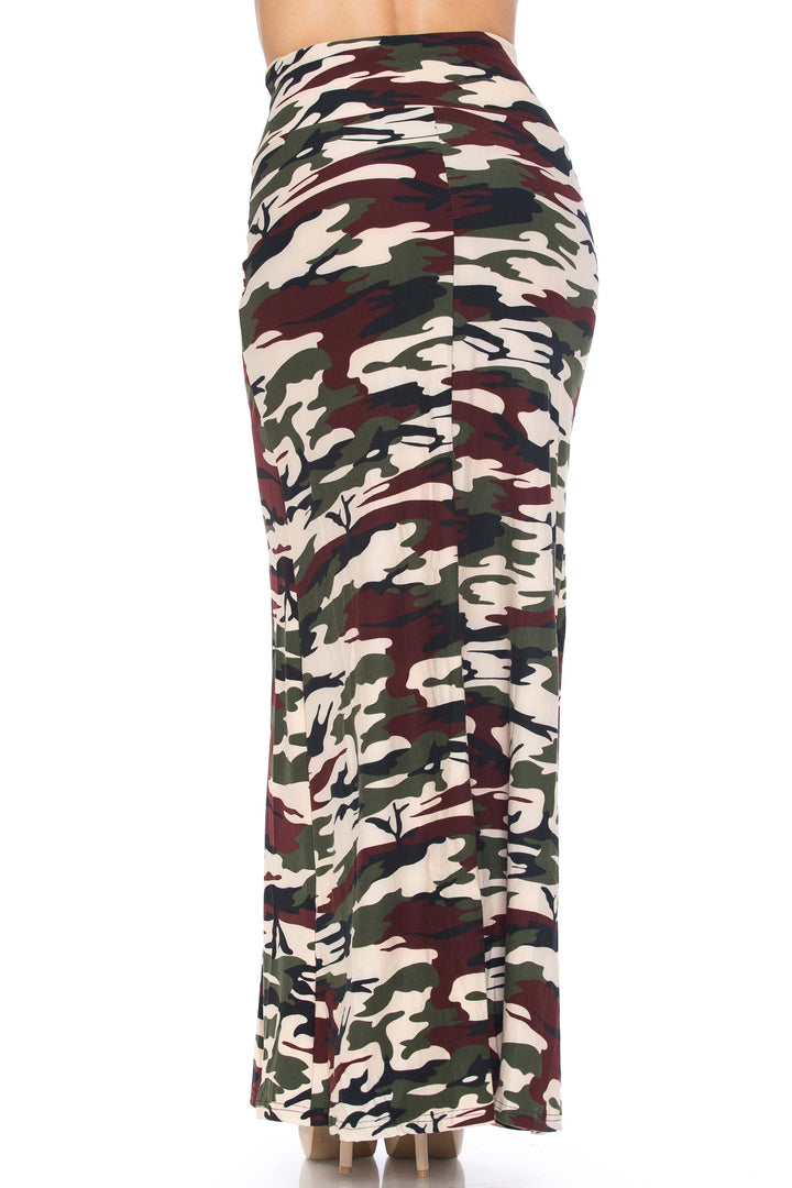 Buttery Soft Cozy Camouflage Plus Size Maxi Skirt