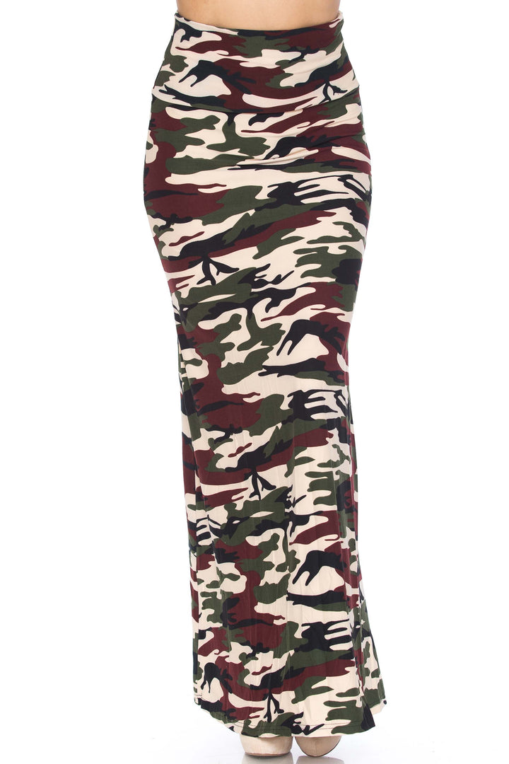 Buttery Soft Cozy Camouflage Plus Size Maxi Skirt