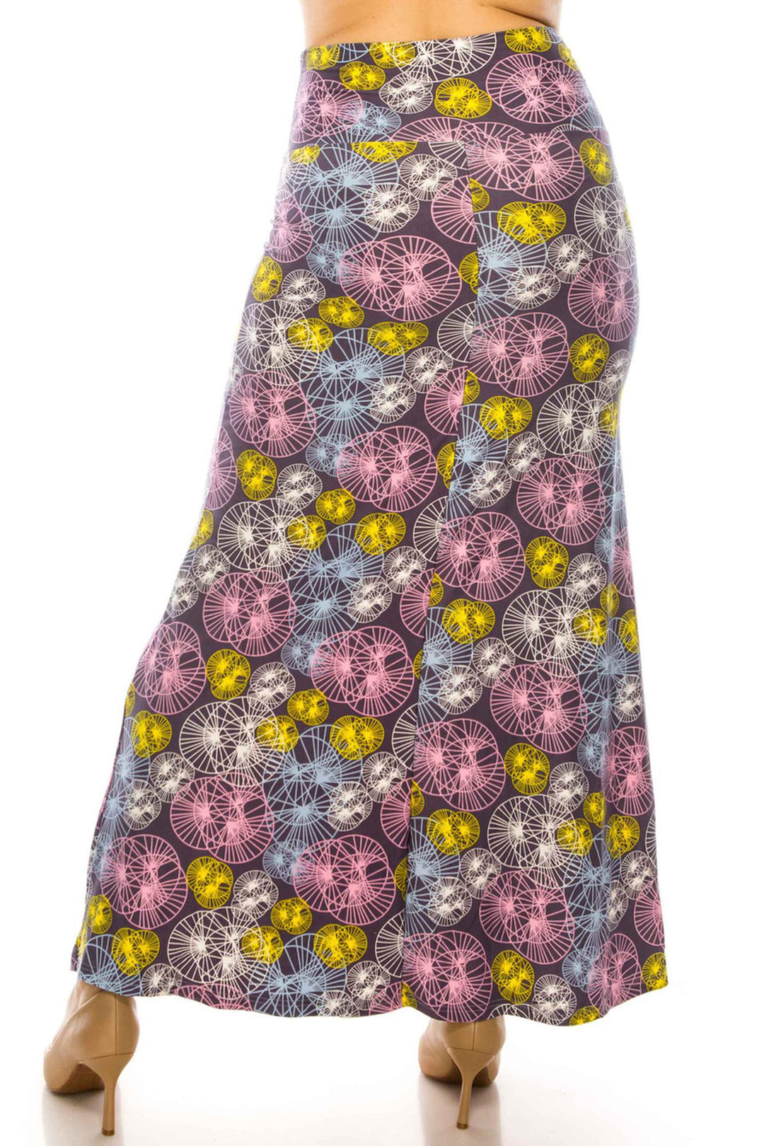 Buttery Soft Geometric Spindles Plus Size Maxi Skirt