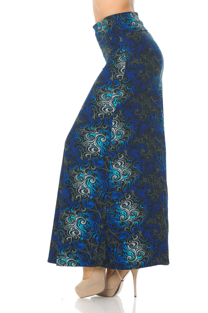 Buttery Soft Blue Twisted Swirl Maxi Skirt