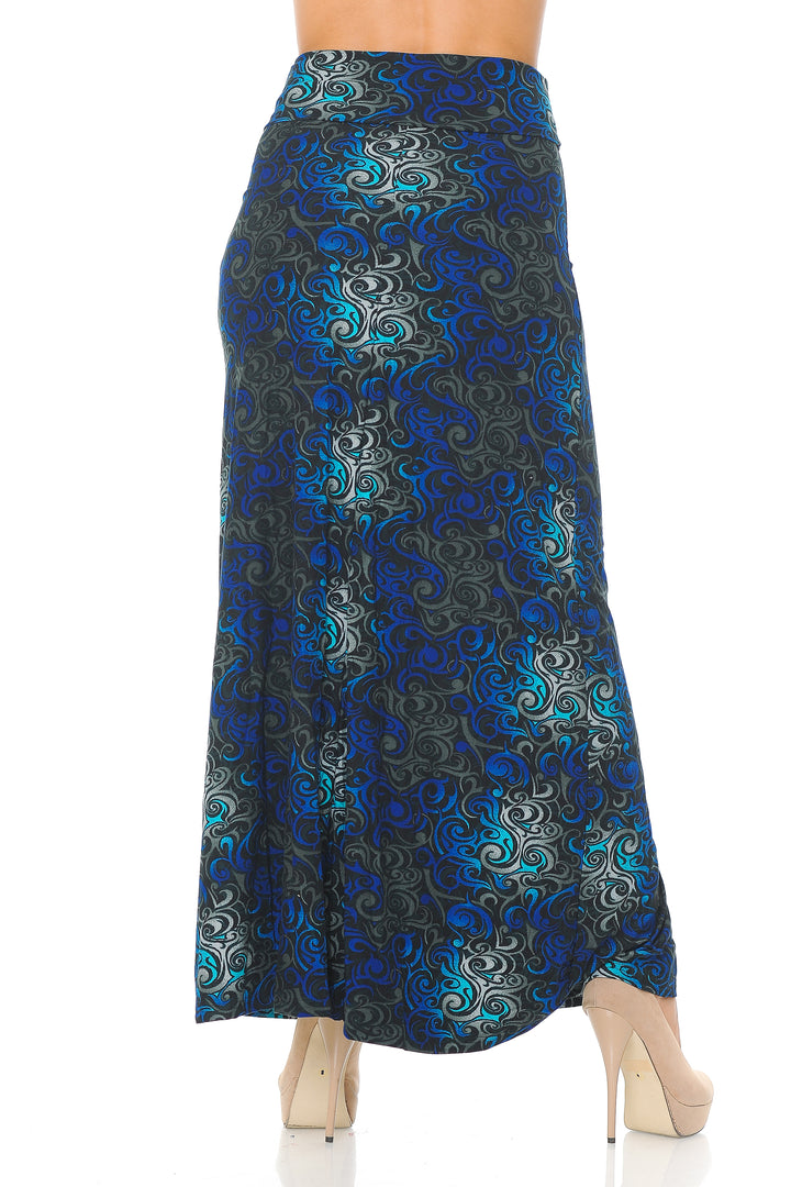 Buttery Soft Blue Twisted Swirl Maxi Skirt