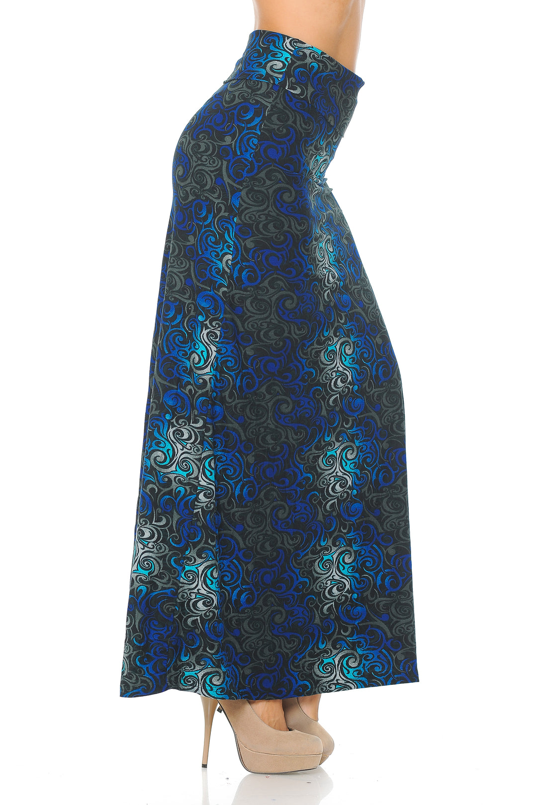 Buttery Soft Blue Twisted Swirl Maxi Skirt