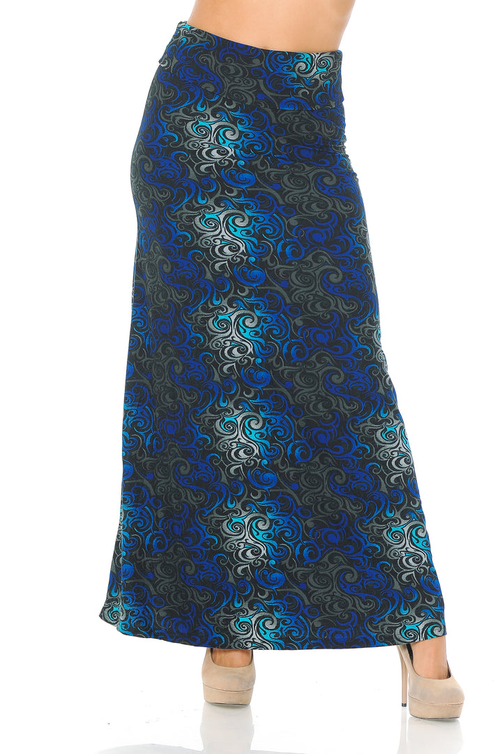 Buttery Soft Blue Twisted Swirl Maxi Skirt