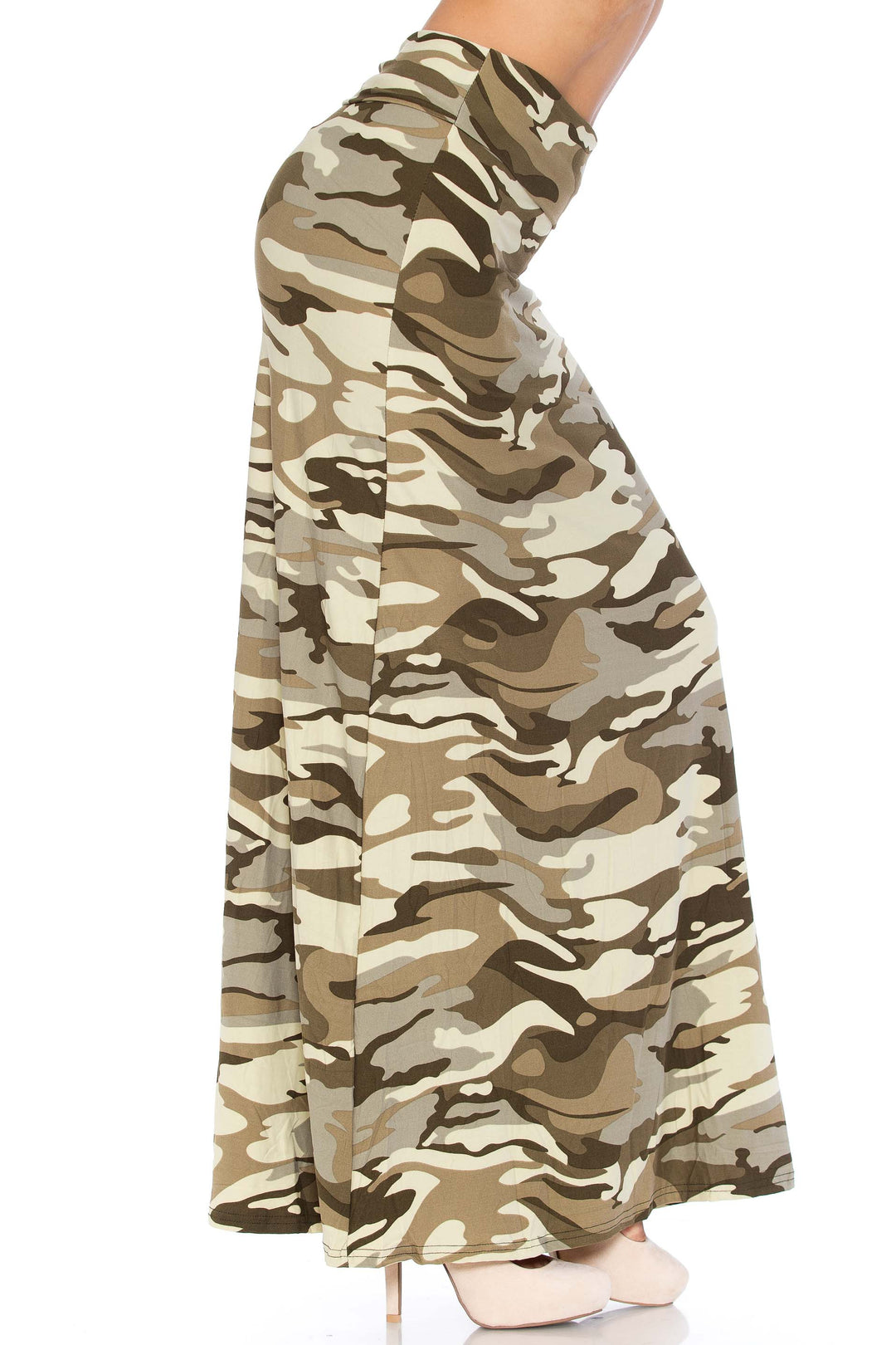 Buttery Soft Light Olive Camouflage Maxi Skirt