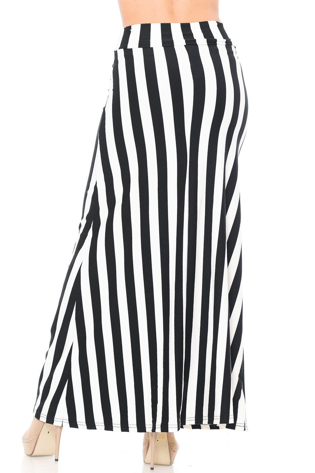Buttery Soft Black and White Wide Stripe Maxi Skirt