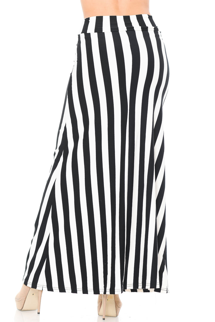 Buttery Soft Black and White Wide Stripe Maxi Skirt