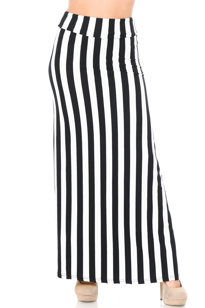Buttery Soft Black and White Wide Stripe Maxi Skirt