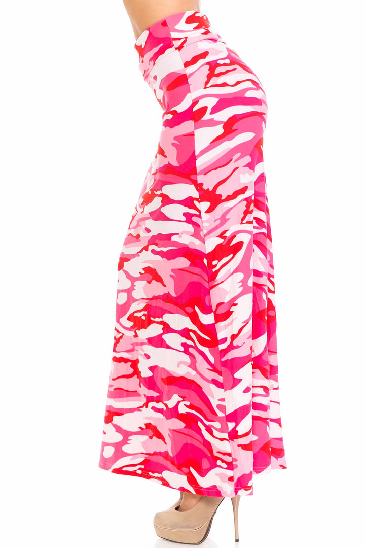Buttery Soft Pink Camouflage Maxi Skirt