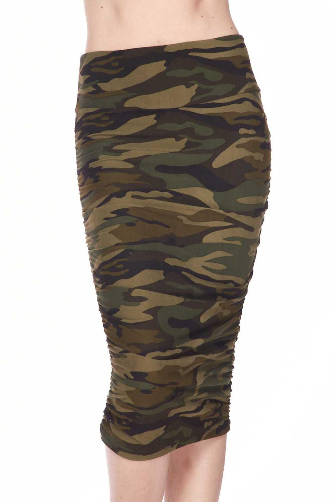 Buttery Soft Green Camouflage Pencil Skirt