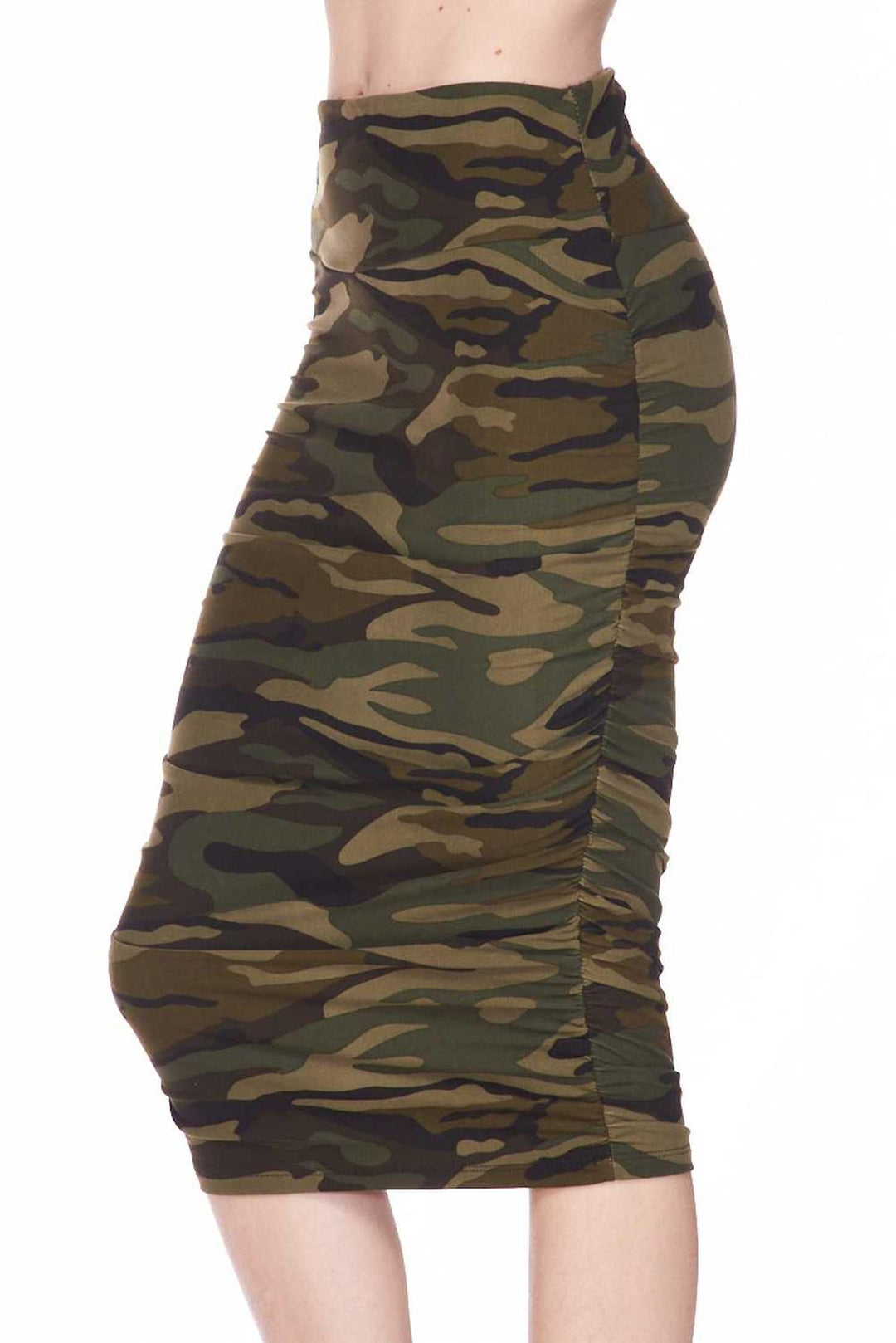 Buttery Soft Green Camouflage Pencil Skirt