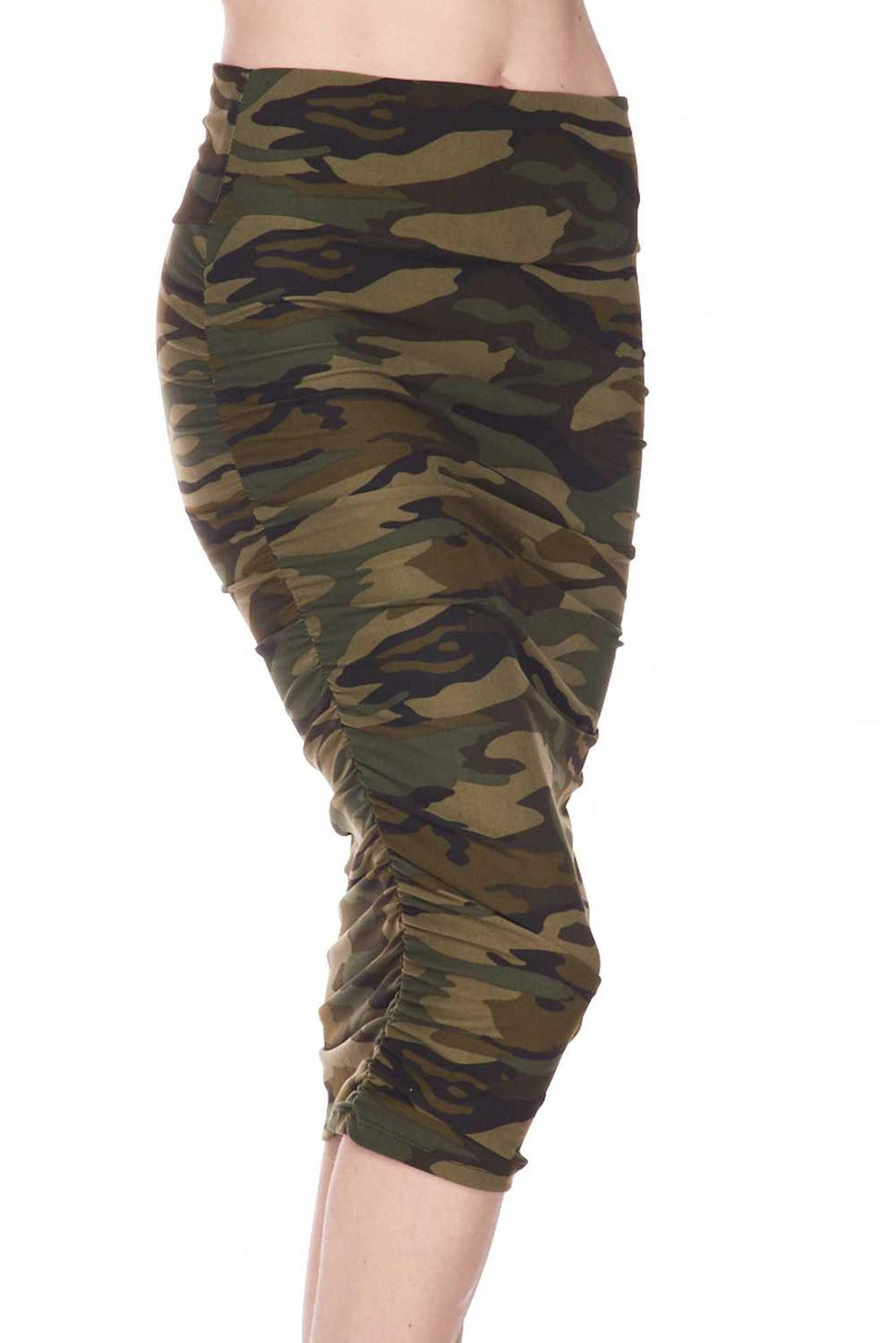 Buttery Soft Green Camouflage Pencil Skirt