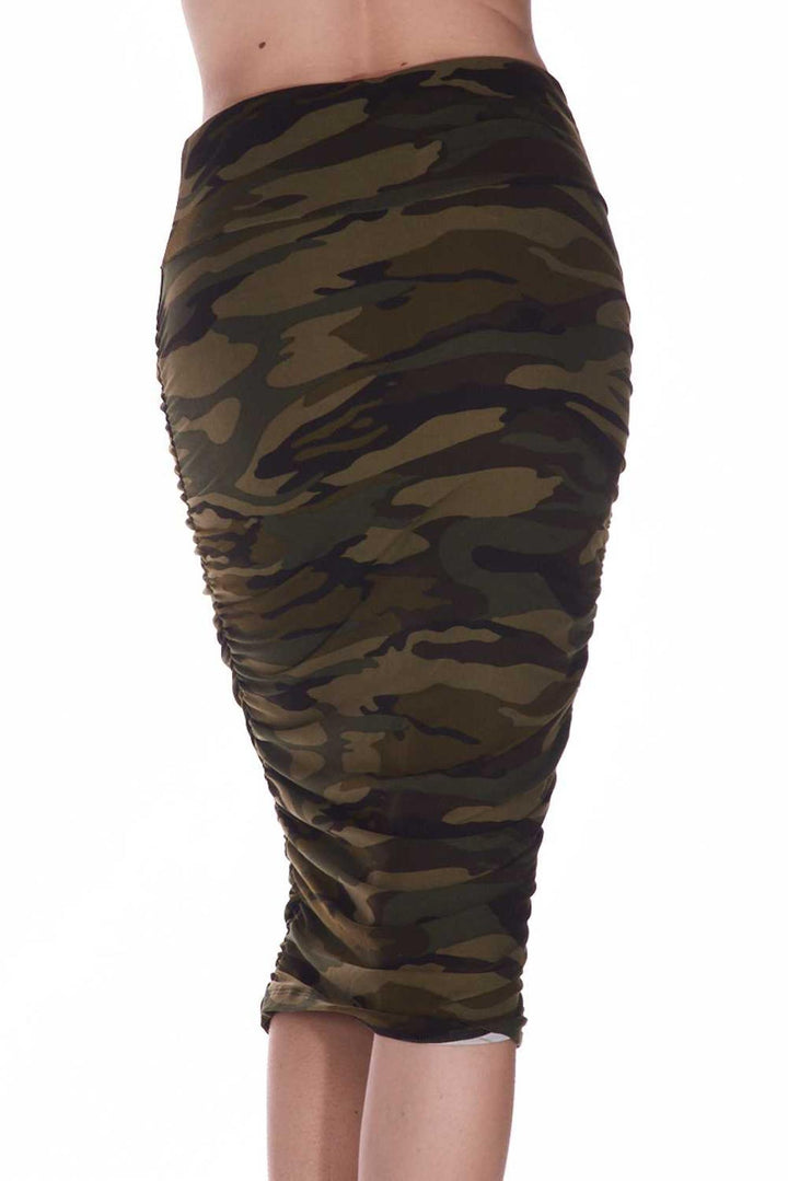 Buttery Soft Green Camouflage Pencil Skirt