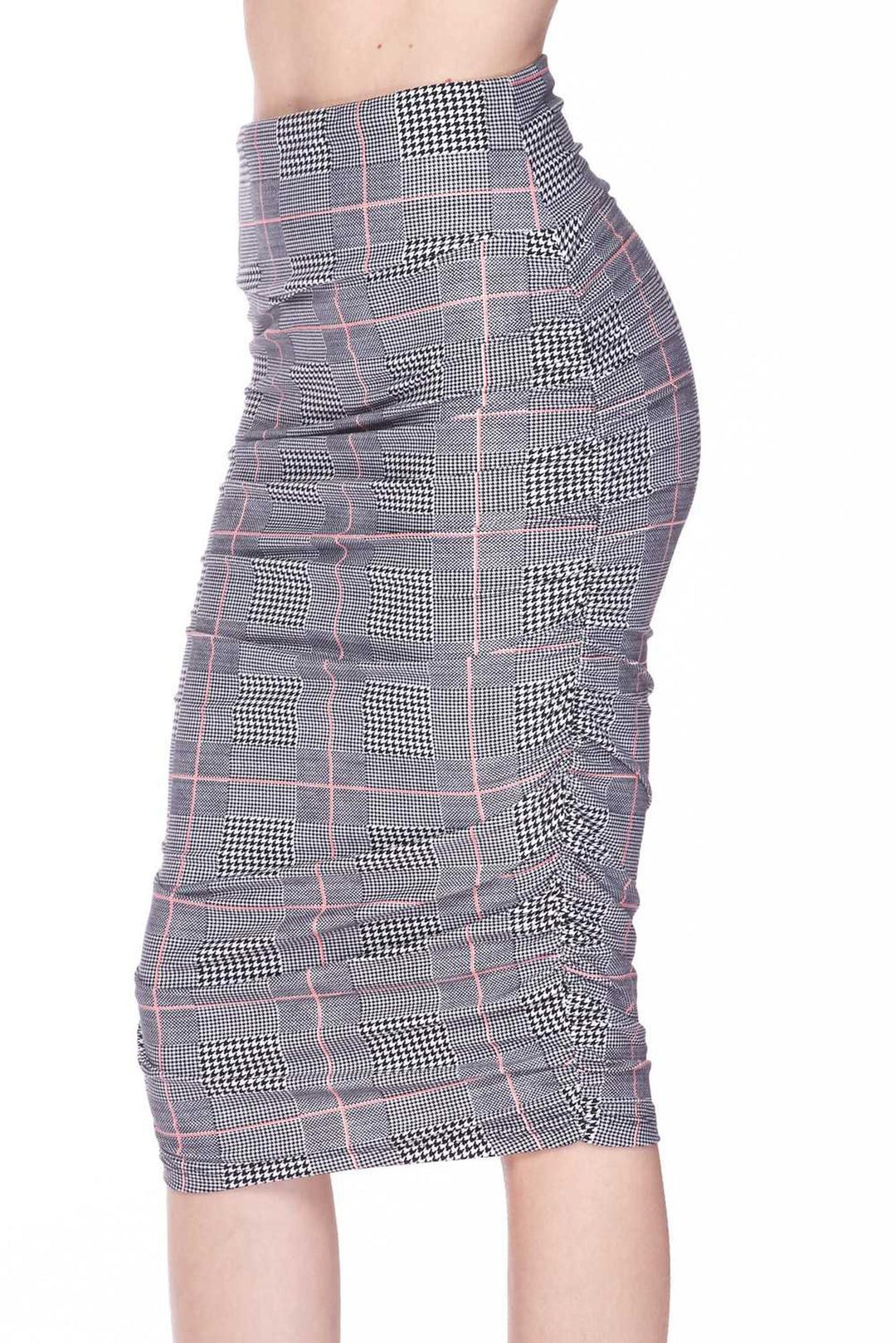 Buttery Soft Coral Accent Glenn Plaid Pencil Skirt