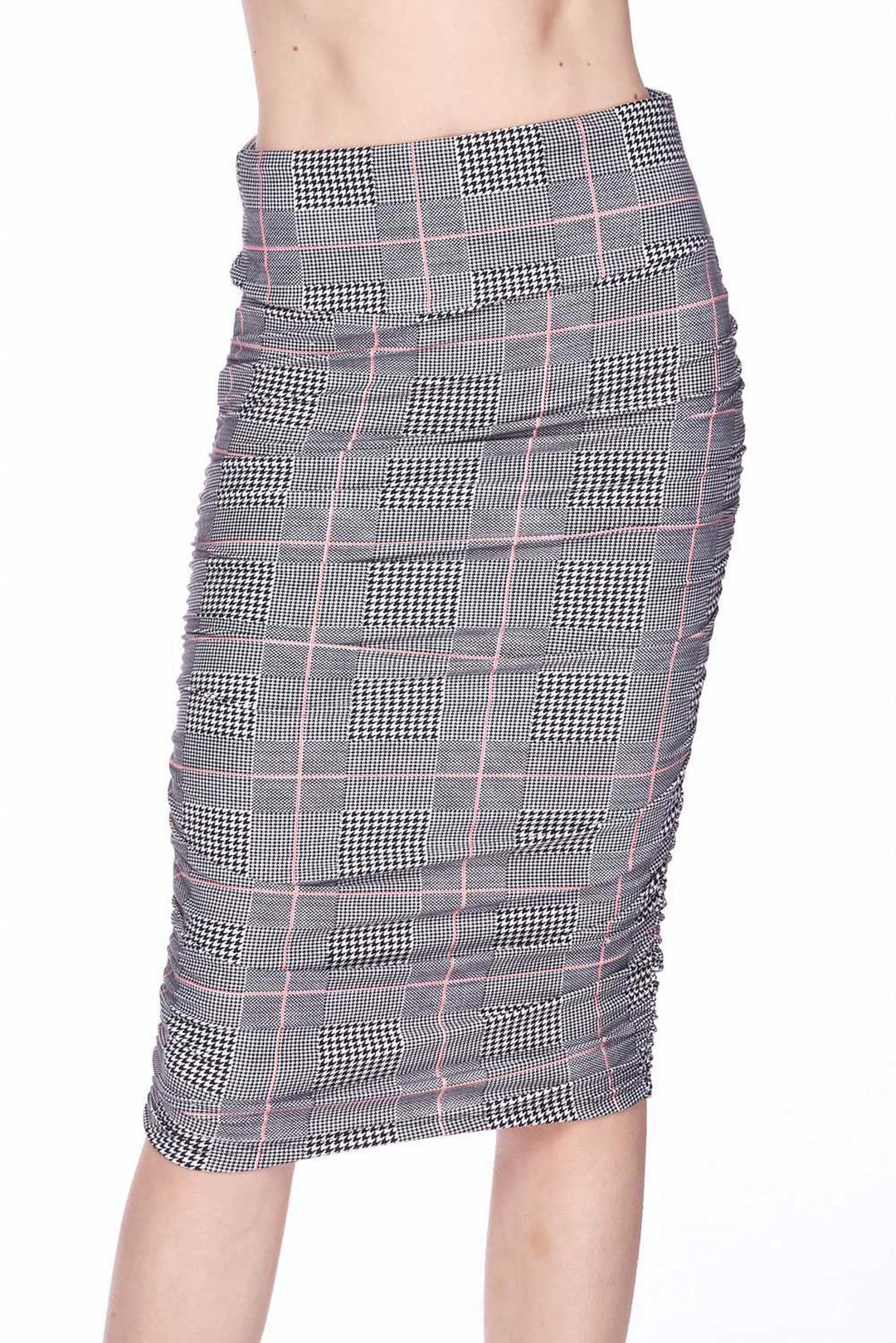 Buttery Soft Coral Accent Glenn Plaid Pencil Skirt