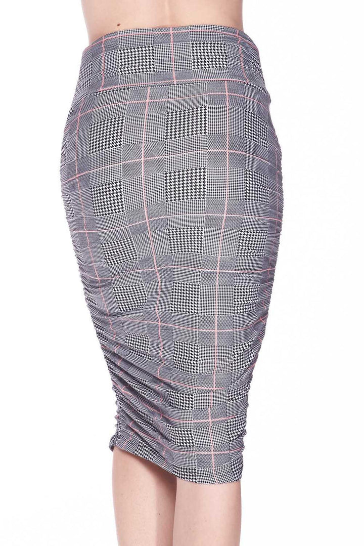 Buttery Soft Coral Accent Glenn Plaid Pencil Skirt