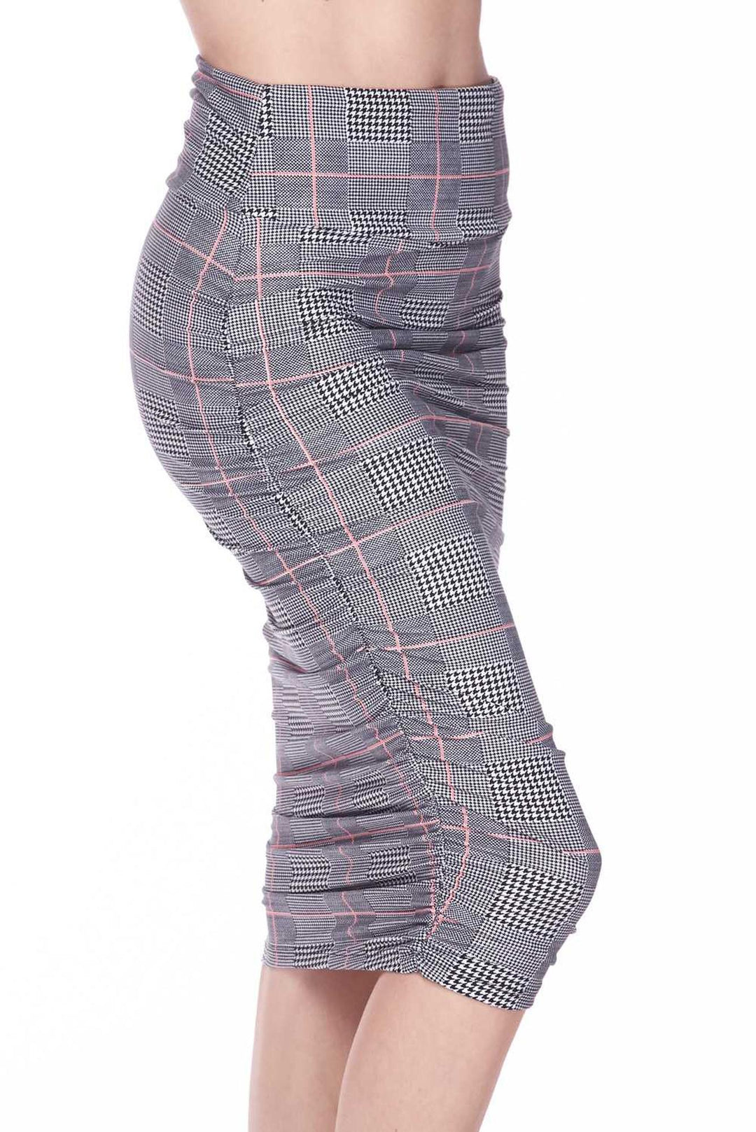 Buttery Soft Coral Accent Glenn Plaid Pencil Skirt