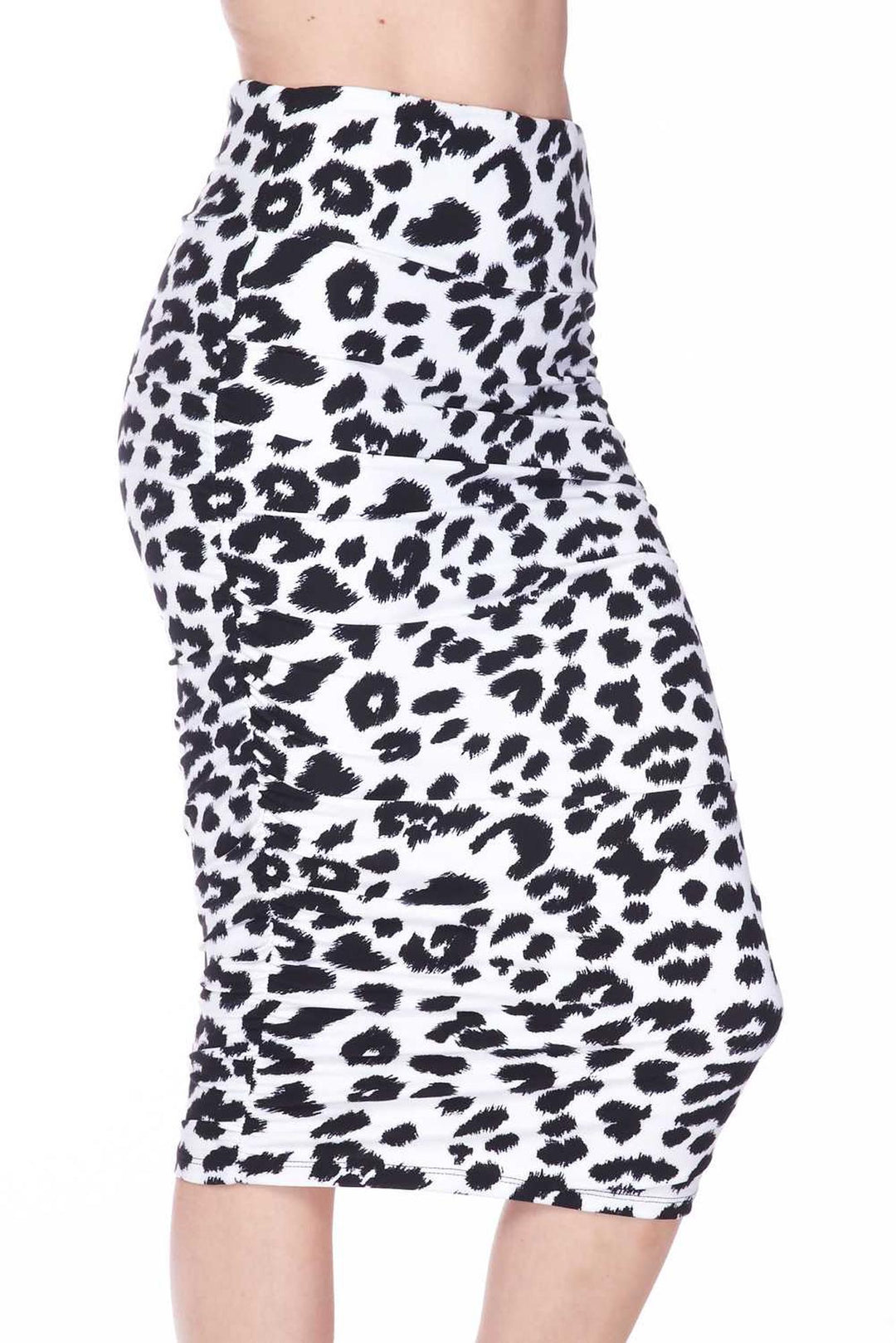 Buttery Soft Ivory Spotted Leopard Pencil Skirt