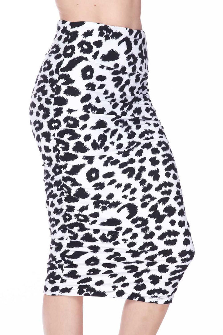 Buttery Soft Ivory Spotted Leopard Pencil Skirt