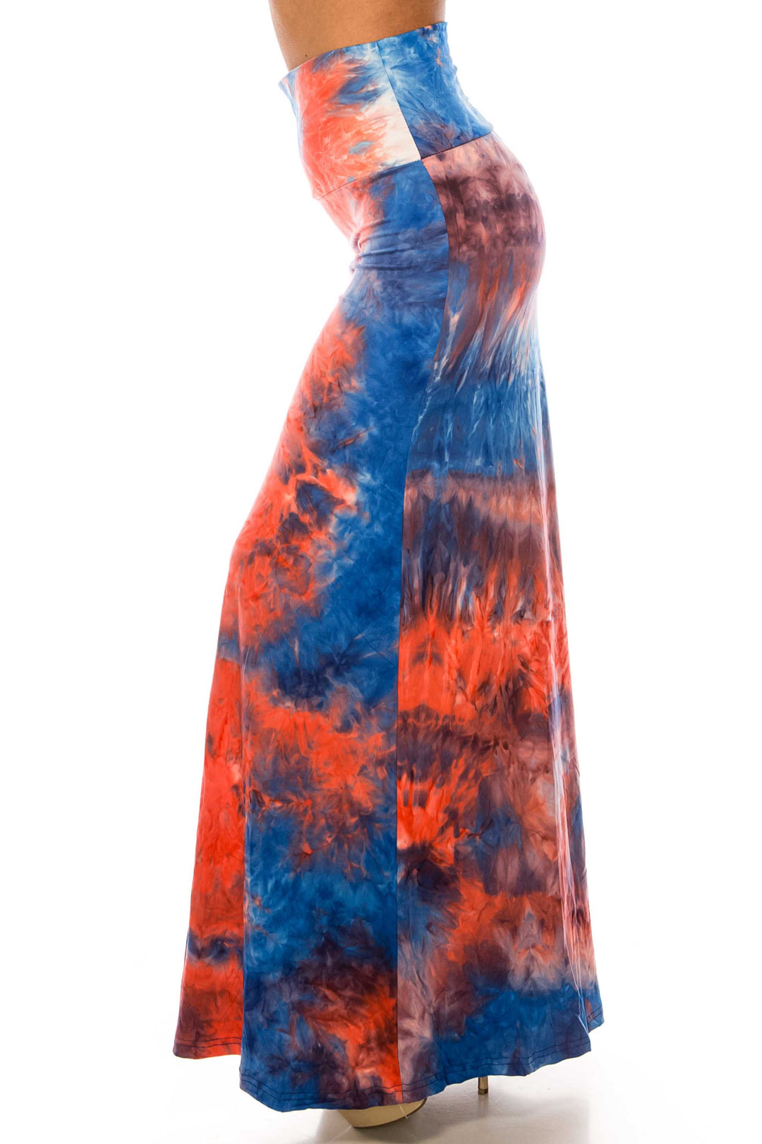 Buttery Soft Red and Blue Tie Dye Maxi Skirt