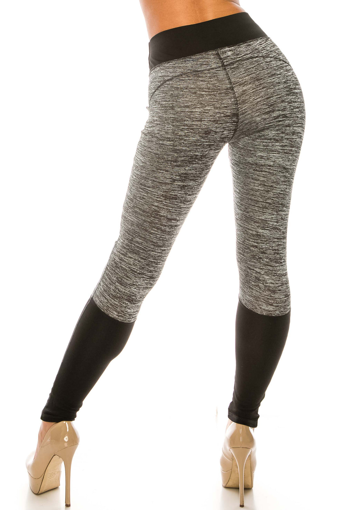Heather Gray High Waisted Color Block Workout Leggings