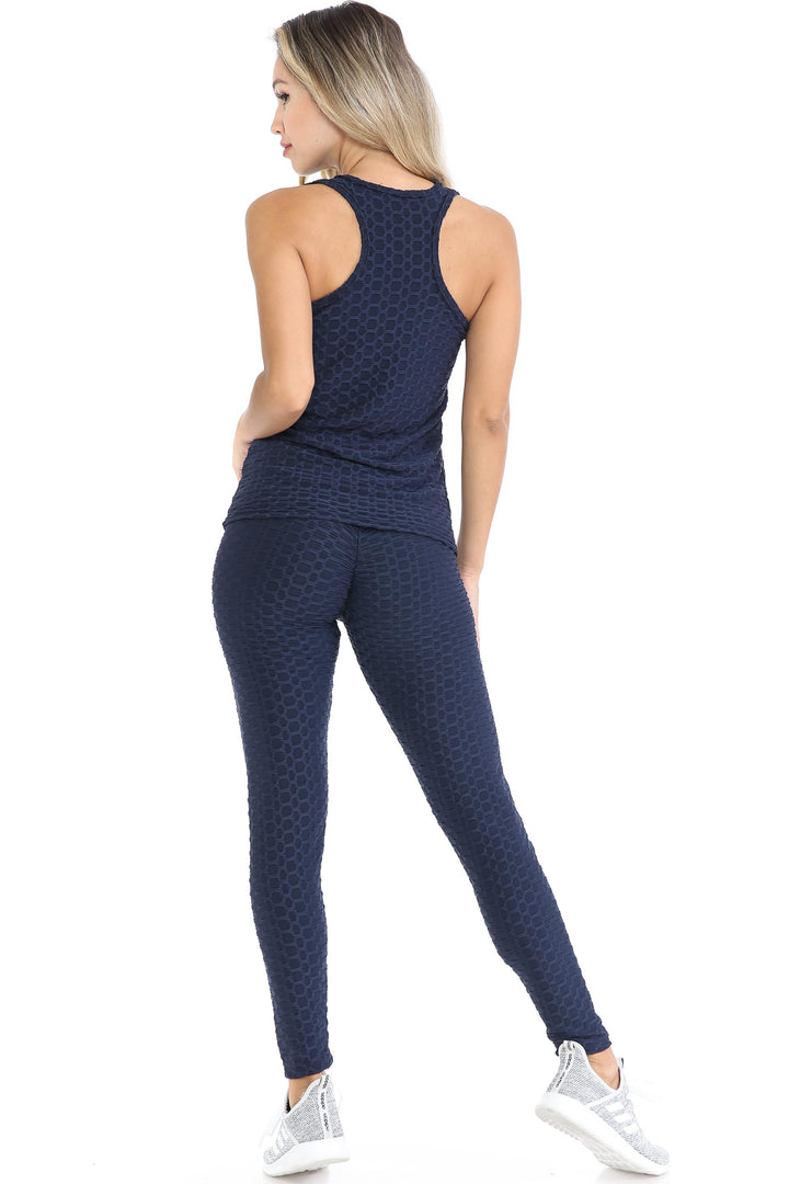 3 Piece Scrunch Butt Leggings Tank Top and Hooded Jacket Set