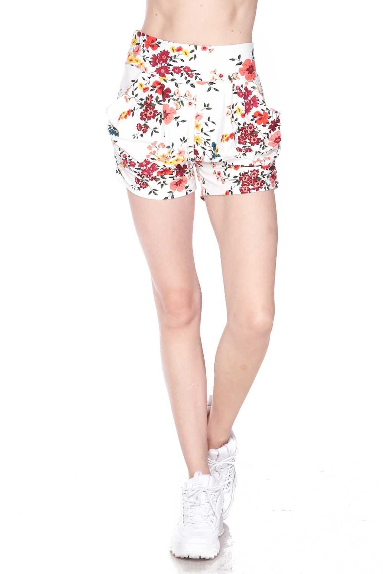 Buttery Soft Fresh Spring Floral Plus Size Harem Shorts