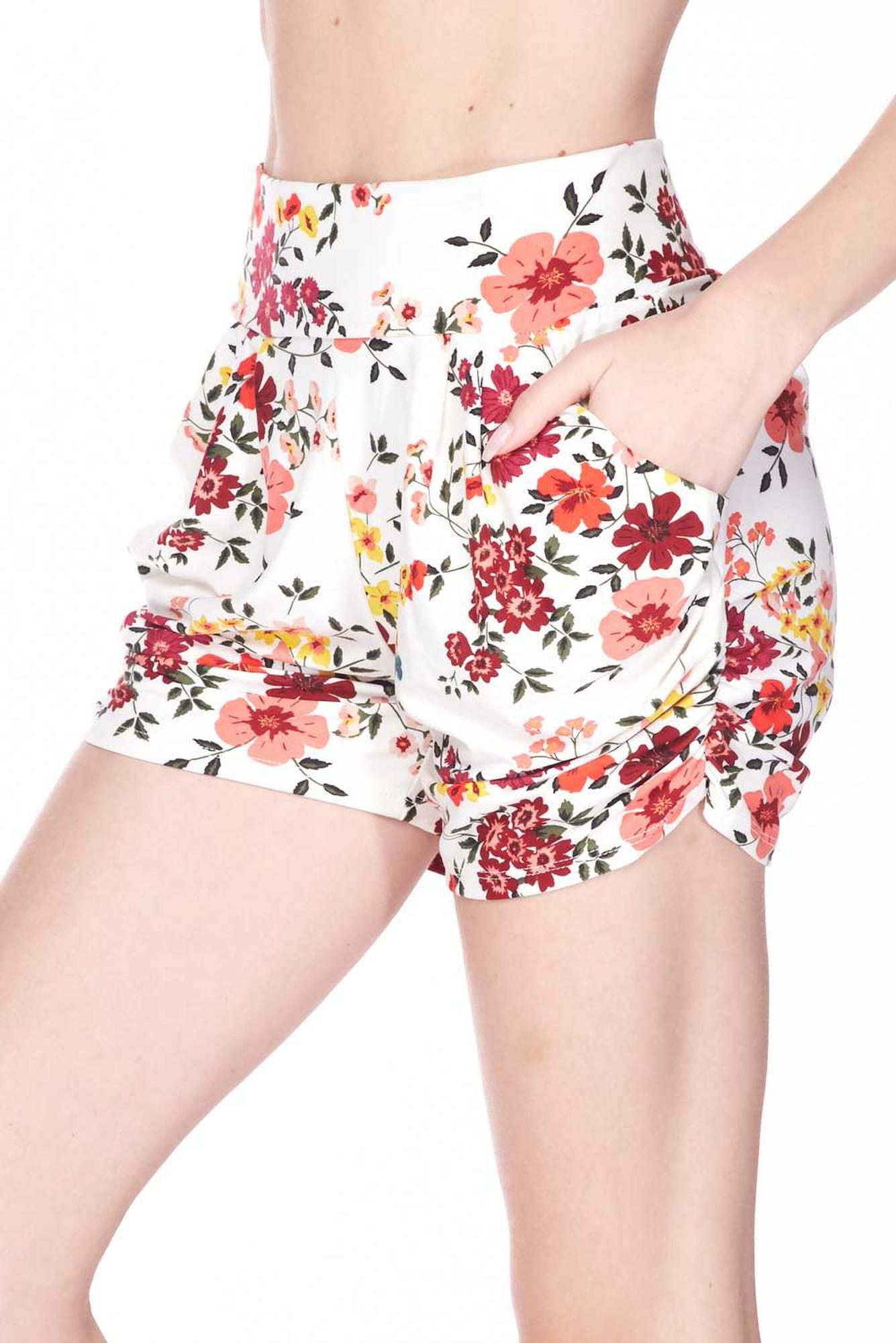 Buttery Soft Fresh Spring Floral Plus Size Harem Shorts