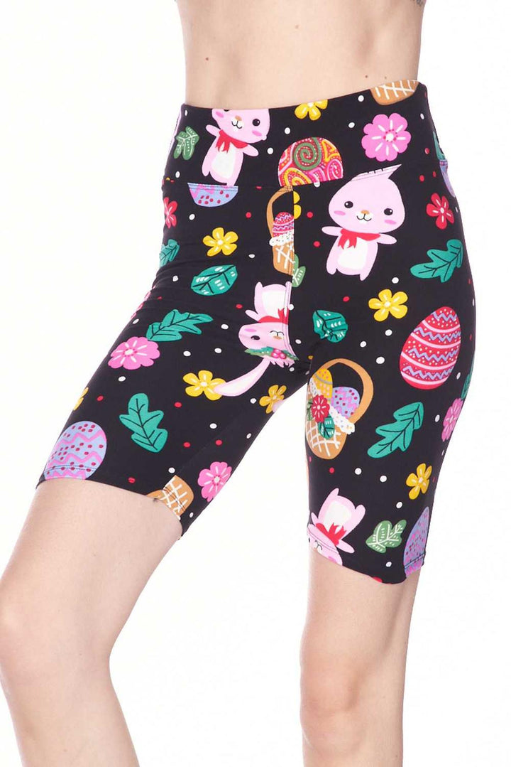 Buttery Soft Cute Bunnies and Easter Egg Plus Size Shorts - 3 Inch