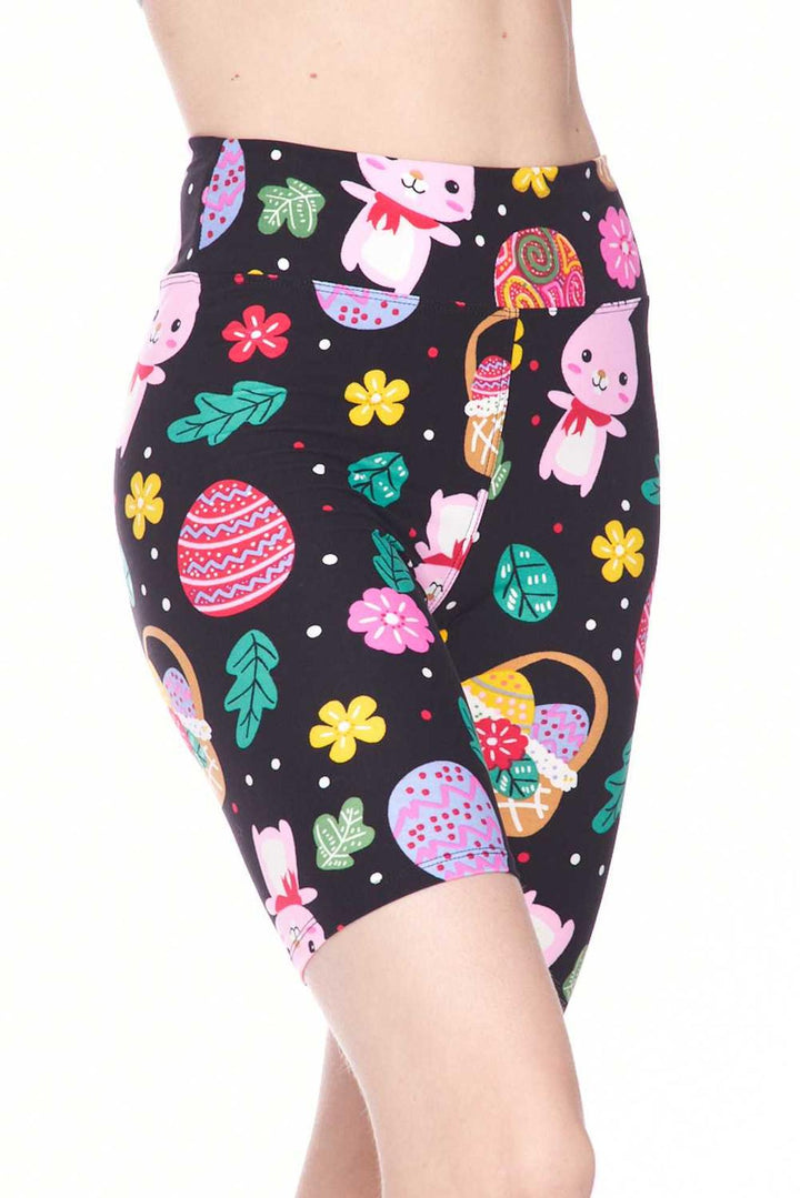 Buttery Soft Cute Bunnies and Easter Egg Plus Size Shorts - 3 Inch