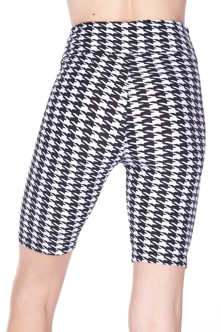 Buttery Soft Houndstooth Biker Shorts - 3 Inch Waist Band