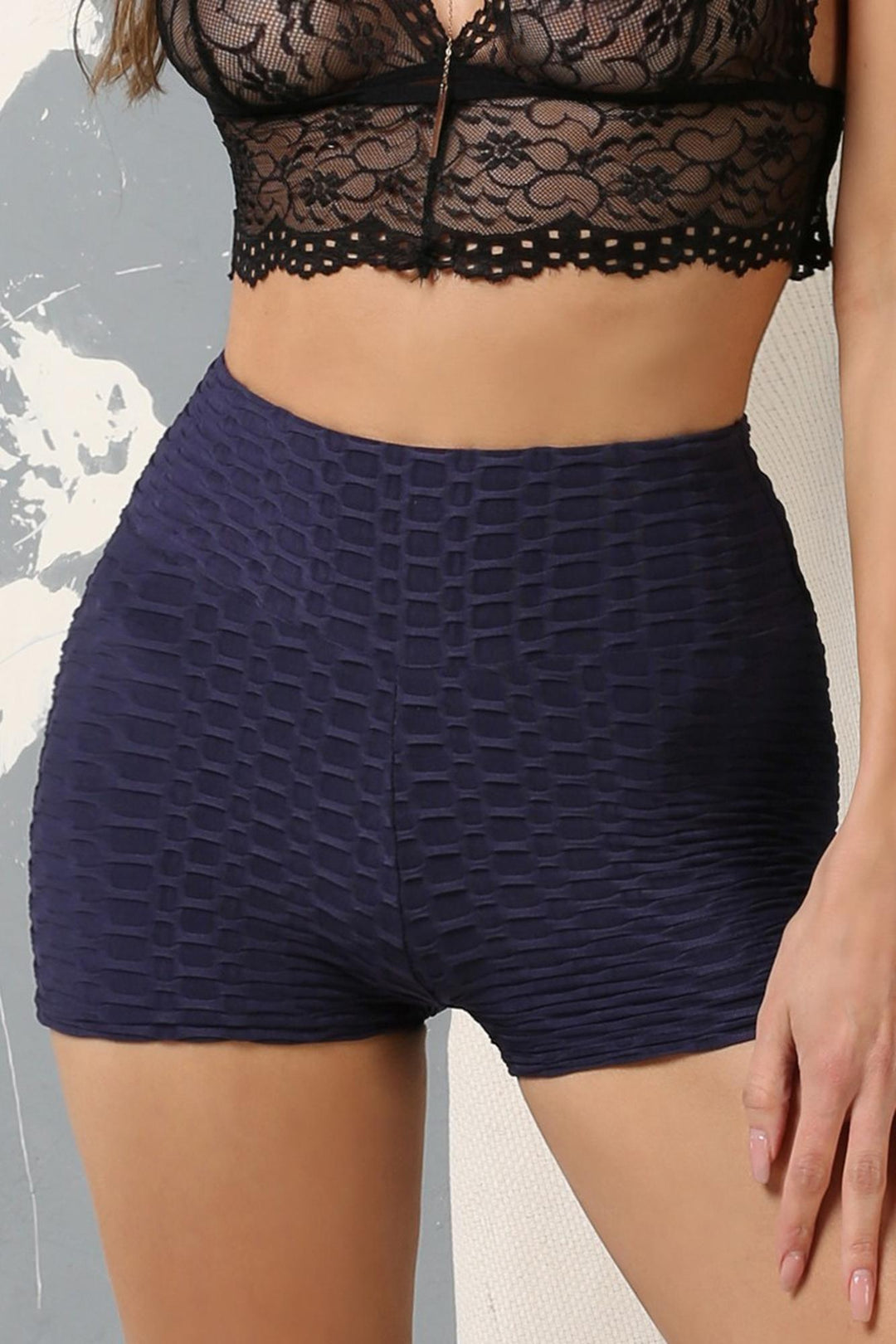 Solid Textured Scrunch Butt Sport Shorts