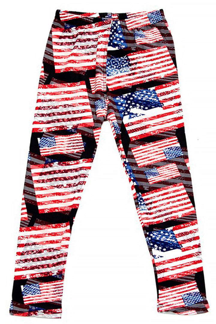 Buttery Soft 3D Hologram USA Flag Kids Leggings