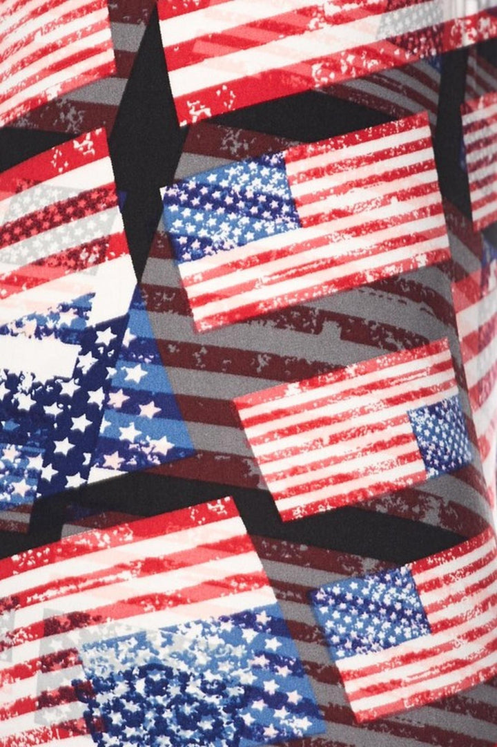 Buttery Soft 3D Hologram USA Flag Kids Leggings