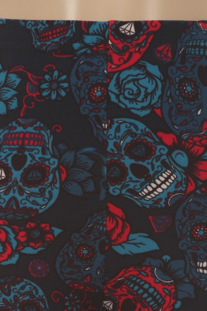 Buttery Soft Blue Sugar Skulls Kids Leggings