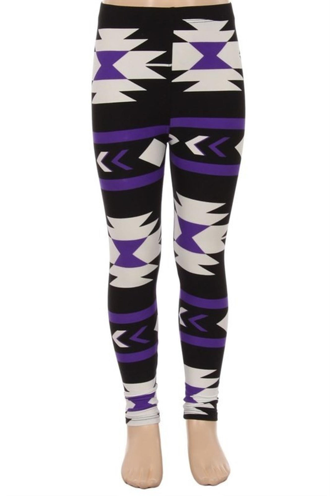 Buttery Soft Purple Azteca Tribal Kids Leggings