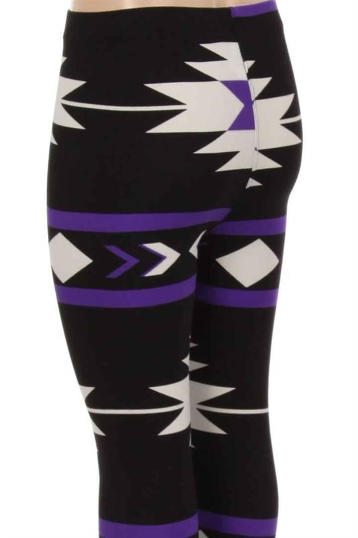 Buttery Soft Purple Azteca Tribal Kids Leggings