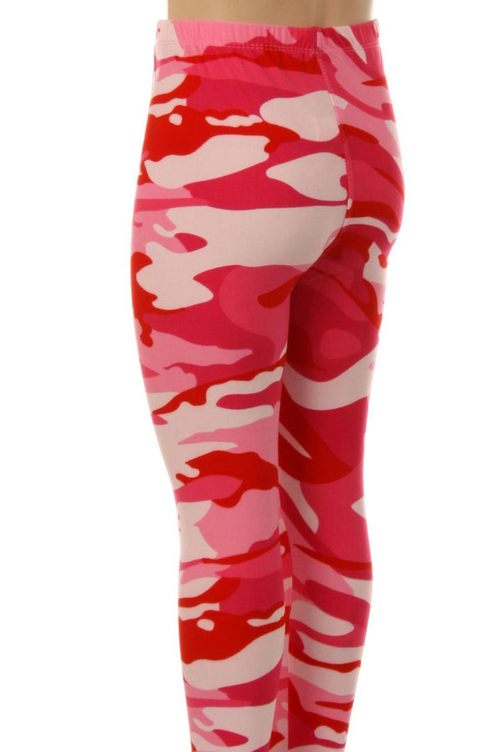 Buttery Soft Pink Camouflage Kids Leggings - EEVEE