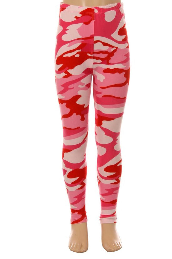 Buttery Soft Pink Camouflage Kids Leggings - EEVEE