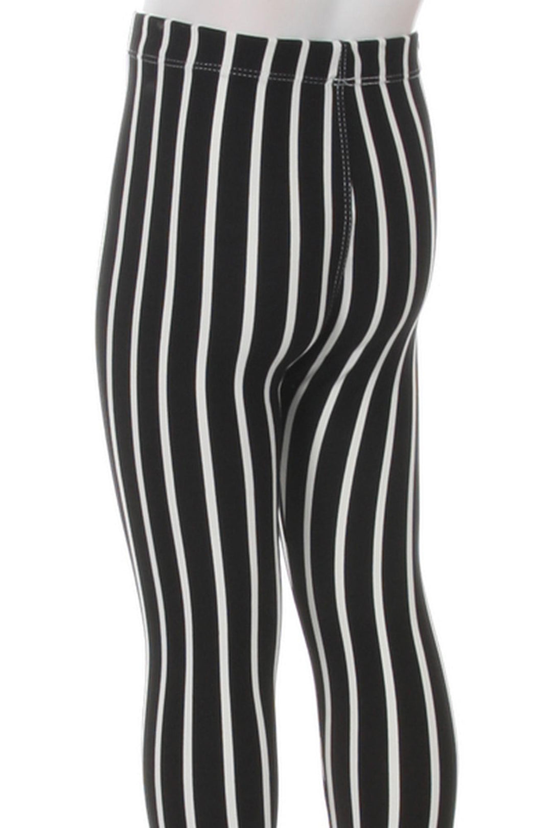 Buttery Soft Black Vertical Pinstripe Kids Leggings