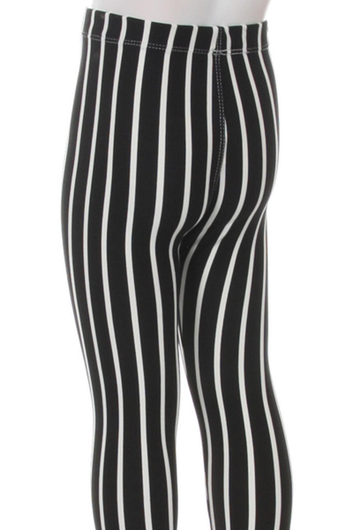 Buttery Soft Black Vertical Pinstripe Kids Leggings