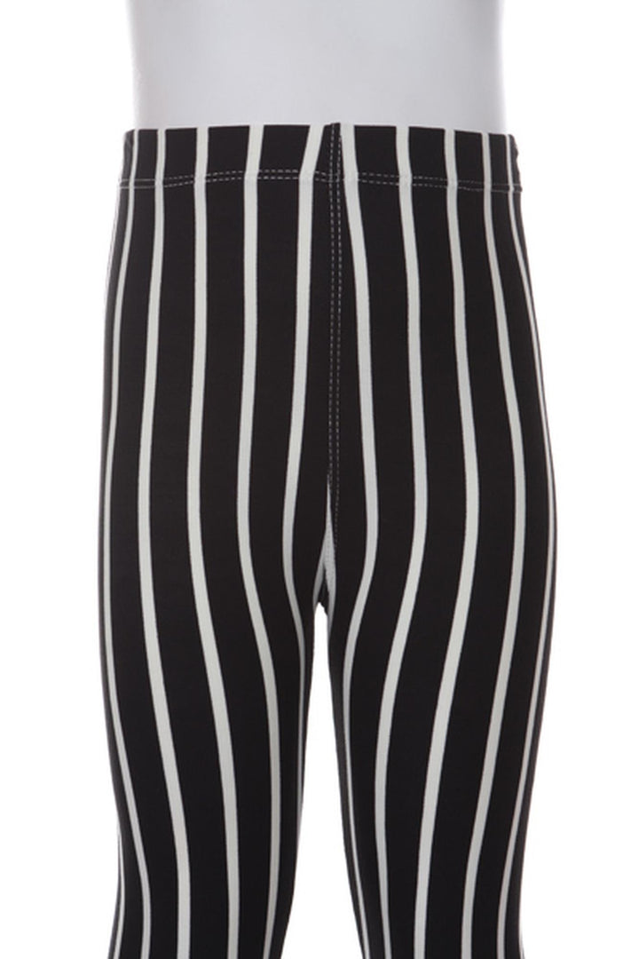 Buttery Soft Black Vertical Pinstripe Kids Leggings